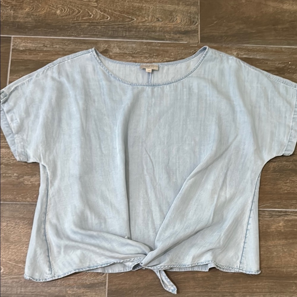 LOFT Blue Asymmetrical Relaxed Blouse